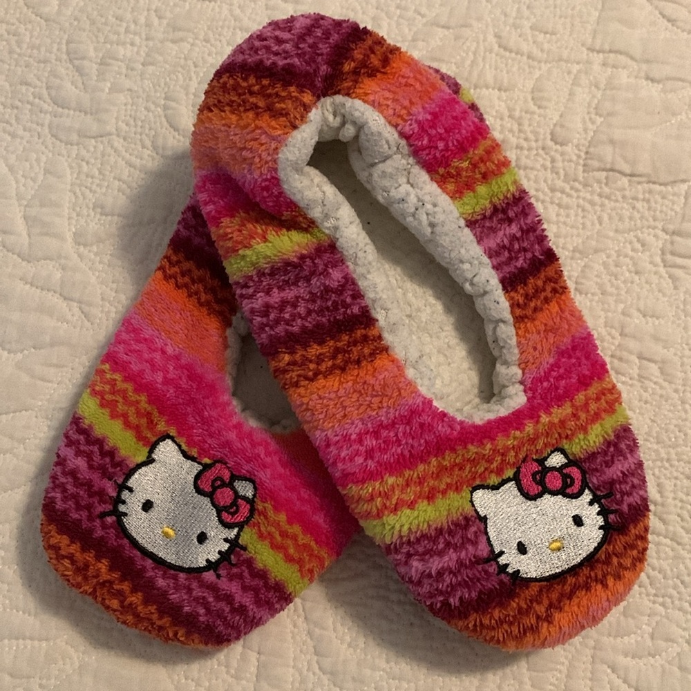 Hello Kitty Slippers, Fleece Interior, Non-slip Nubs on Soles, Sanrio, Cozy!